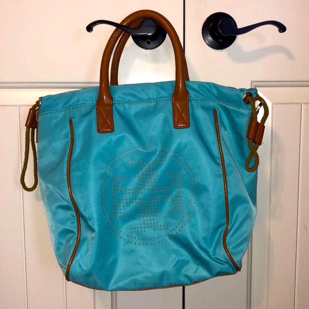 VINTAGE TORY BURCH Lasercut Logo Patent Leather Tote Bag